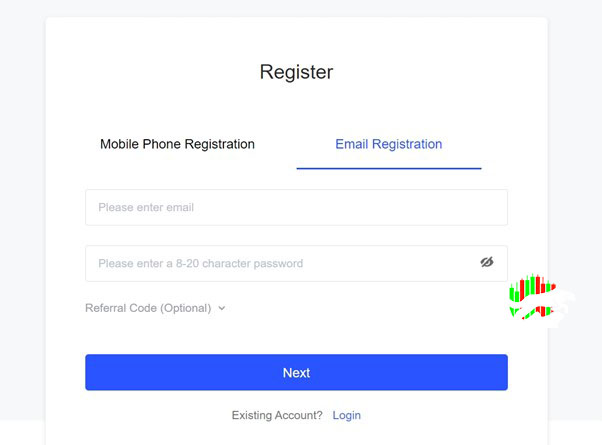 در صرافی bingx به جای احراز هویت و طی کردن مراحل پیچیده، تنها کافی است با استفاده از ایمیل یا شماره تلفن همراه یک حساب کاربری ایجاد نمایید.